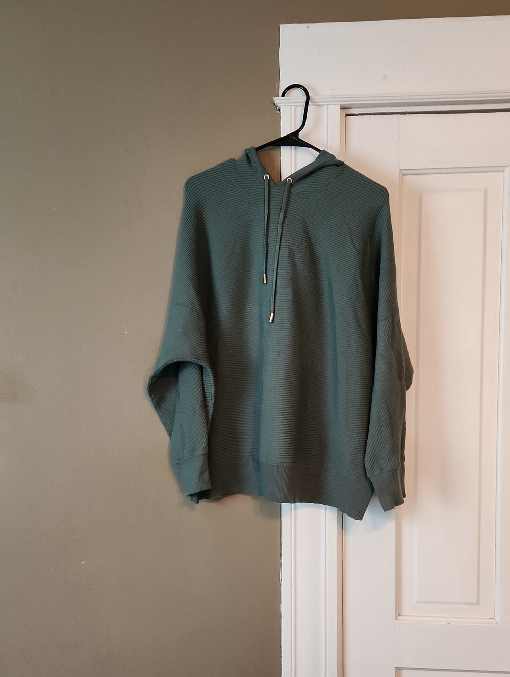 Workshop Republic Clothing Women's Hooded Crewneck Sweater in Dusty Green